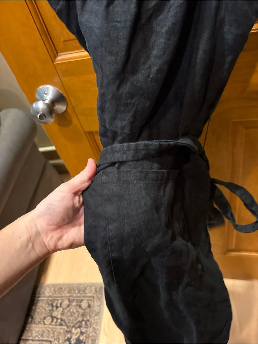 Quince Women’s 100% European Linen Square Neck Jumpsuit Black XS
